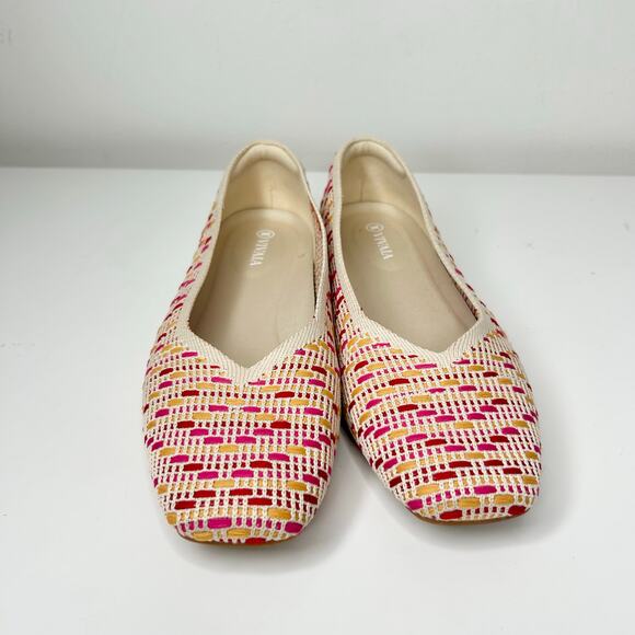 Vivaia Square-Toe V-Cut Flats (Margot 2.0) Multi Pink Crochet - Picture 2 of 7